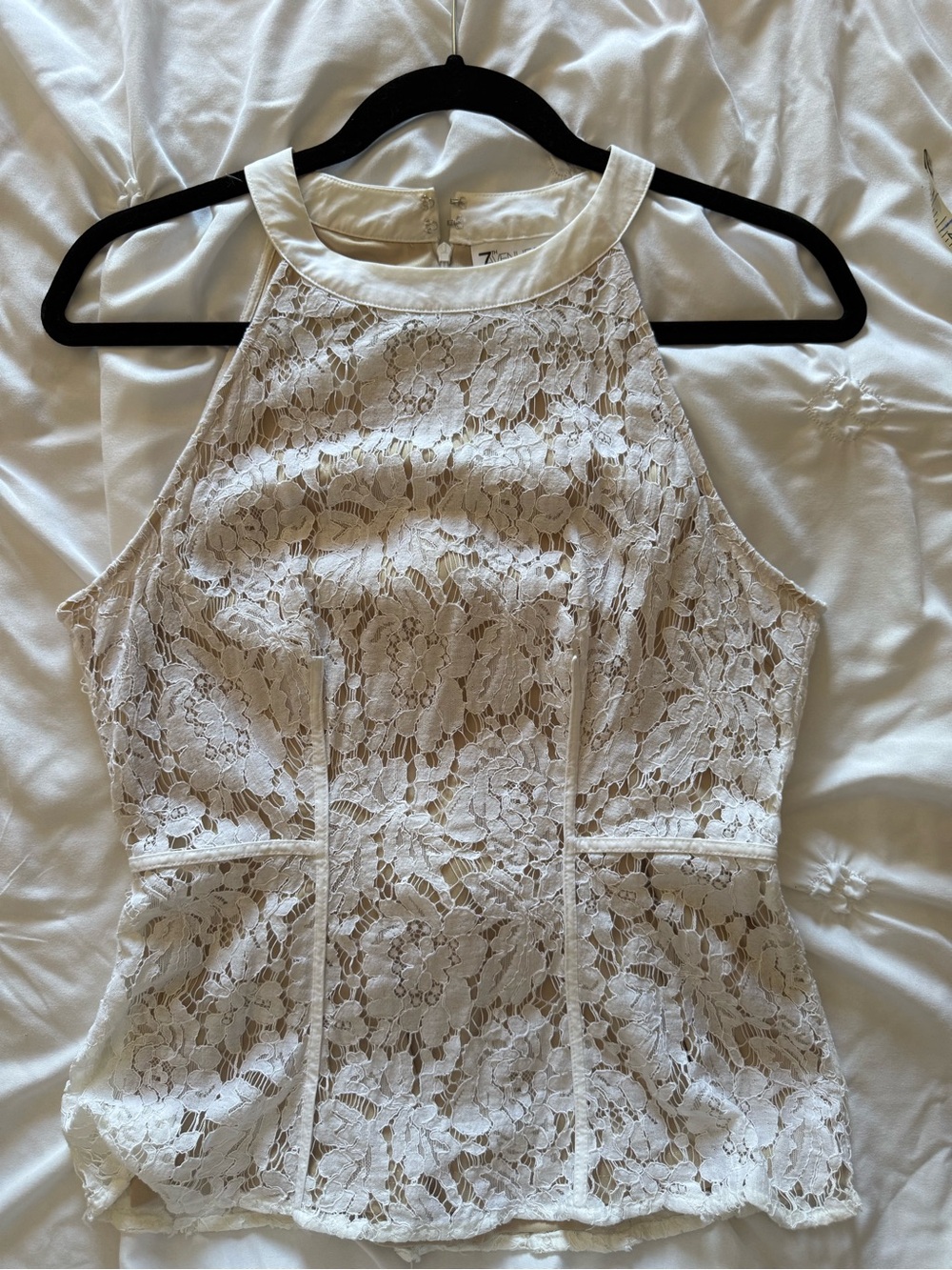 Off White Lace Halter Women's Top